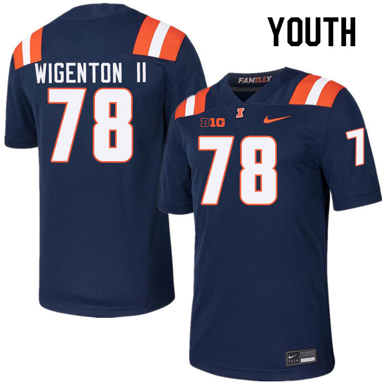 Youth #78 Kevin Wigenton II Illinois Fighting Illini College Football Jerseys Stitched-Navy